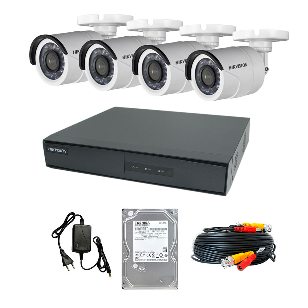 Kit Hikvision Fhd 2Mp Dvr 4 Canales 4 Bala + 1Tb Hdd